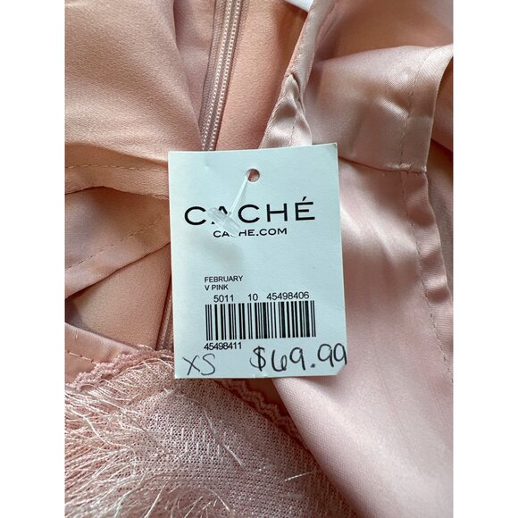 Cache Top Size XS Eyelash Fringe Blush Pink Textured Design Professional Formal - Picture 4 of 8